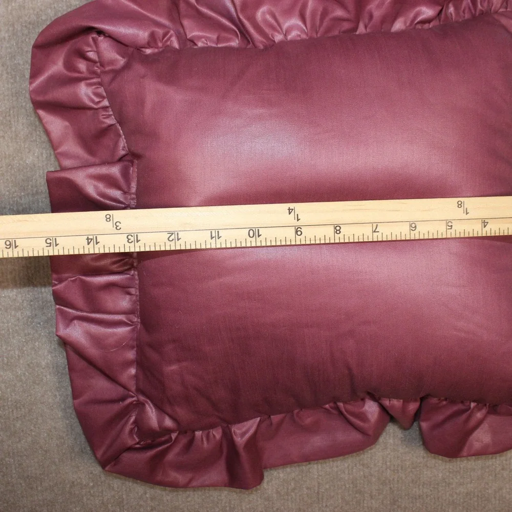 Vintage Mauve Satin Ruffled Throw Pillows Set of 2 Square Decorative Accent Rose